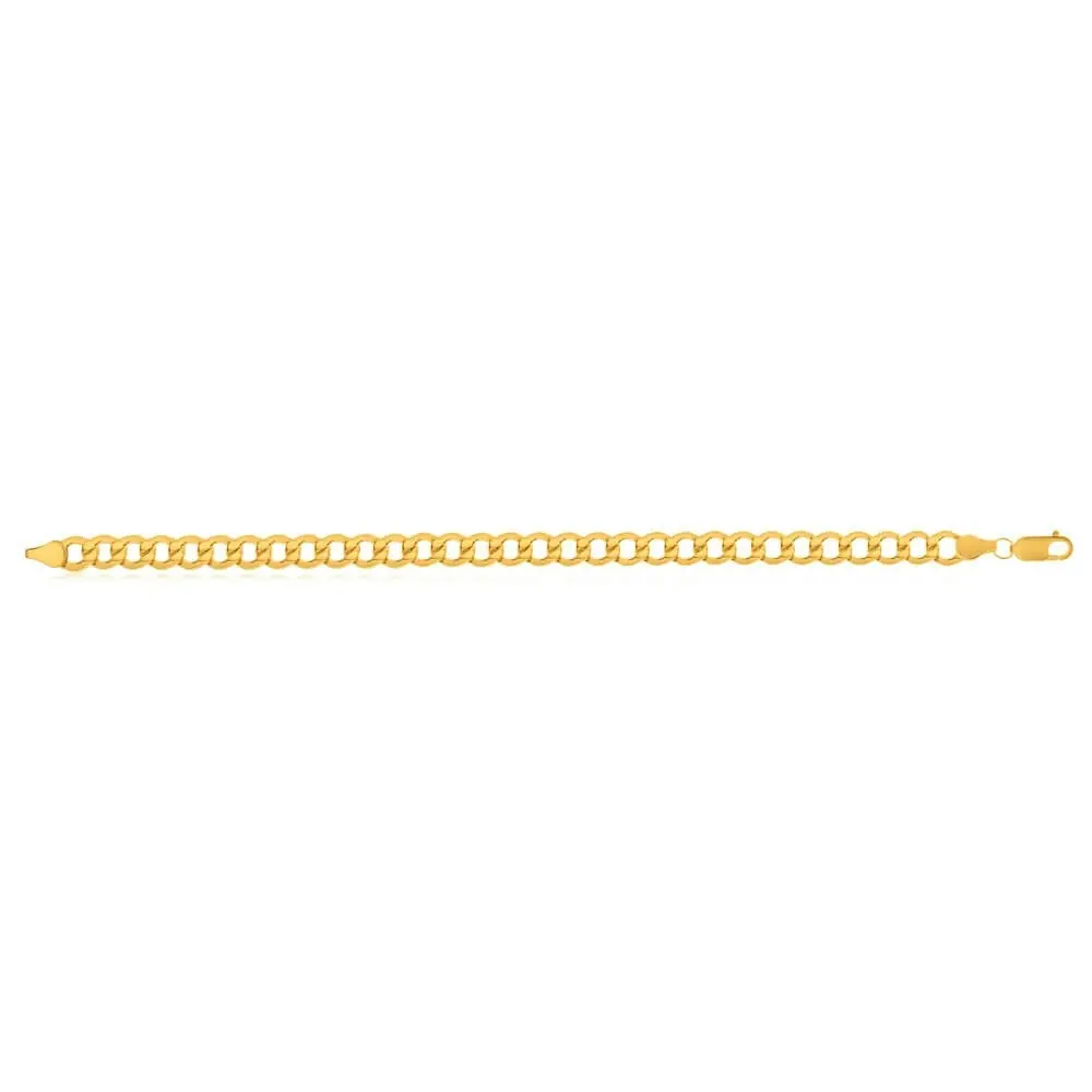 9ct Yellow Gold Silver Filled 21cm Diamond Cut Curb Bracelet