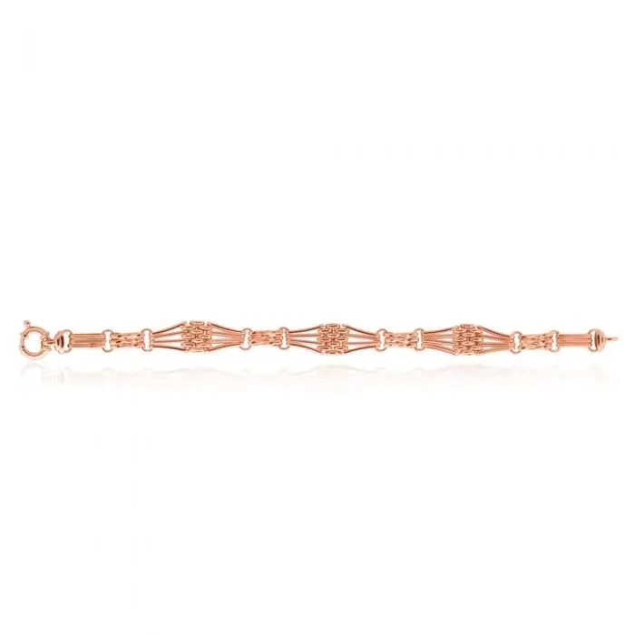 9ct Rose Gold Silver Filled Gate 21cm Ladies Bracelet