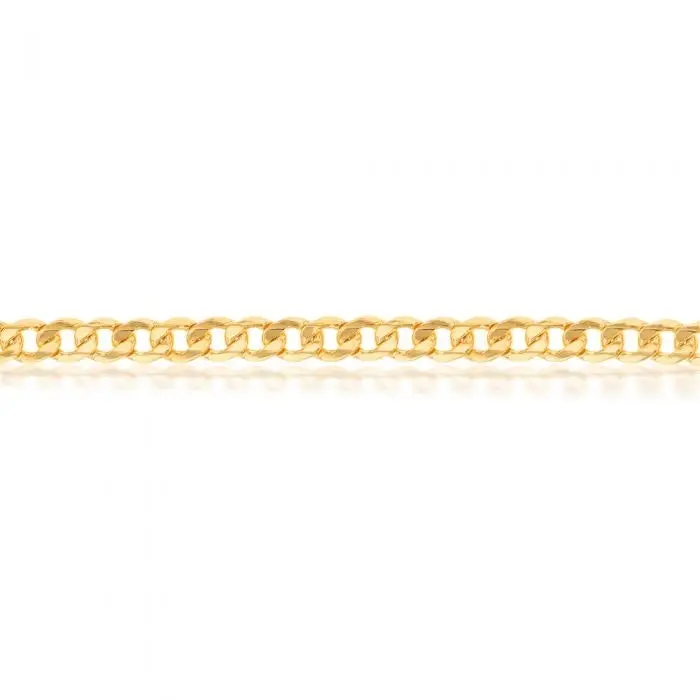 9ct Yellow Gold Silverfilled Super Flat Bev Curb 200Gauge 21cm Bracelet