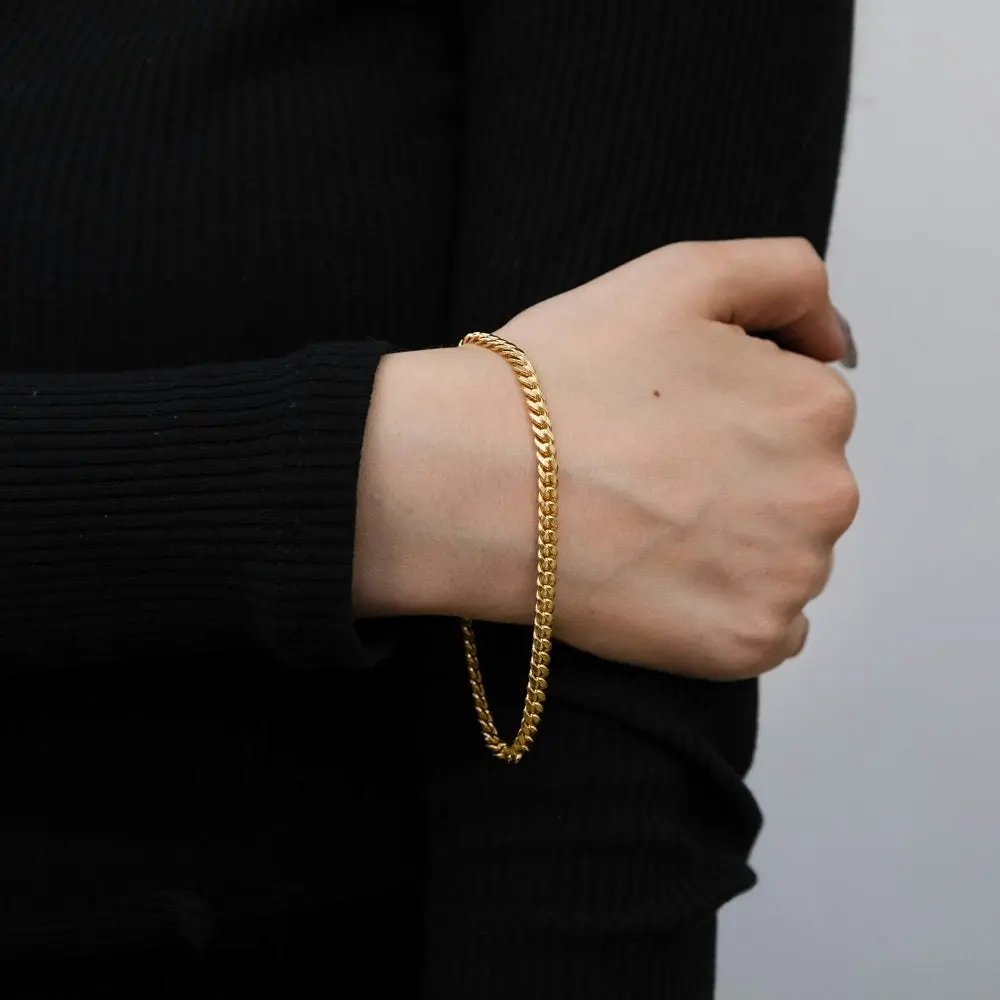 9ct Yellow Gold Silverfilled 120 Gauge Curb 21cm Bracelet