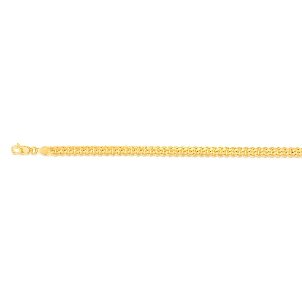 9ct Yellow Gold Silverfilled 120 Gauge Curb 21cm Bracelet