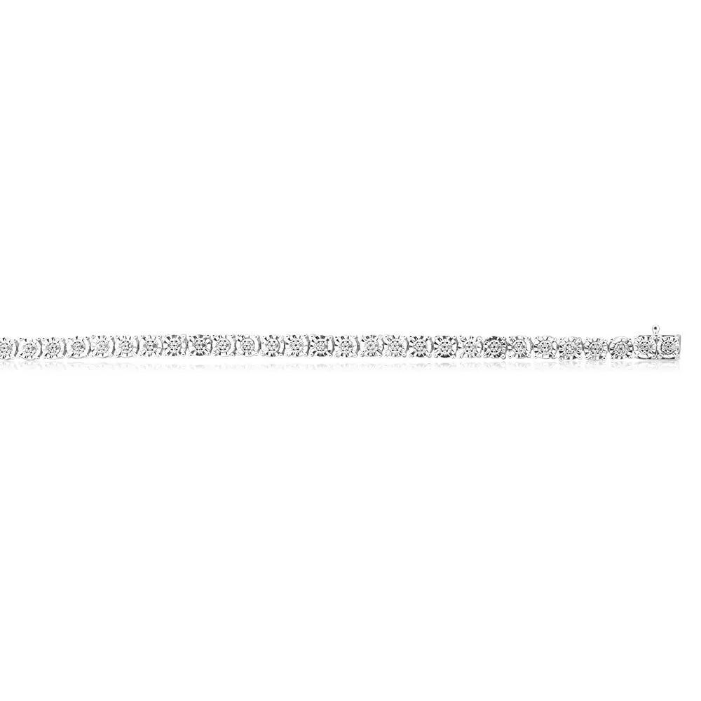 Sterling Silver 1/4 Carat Diamond Tennis Bracelet 18.5cm