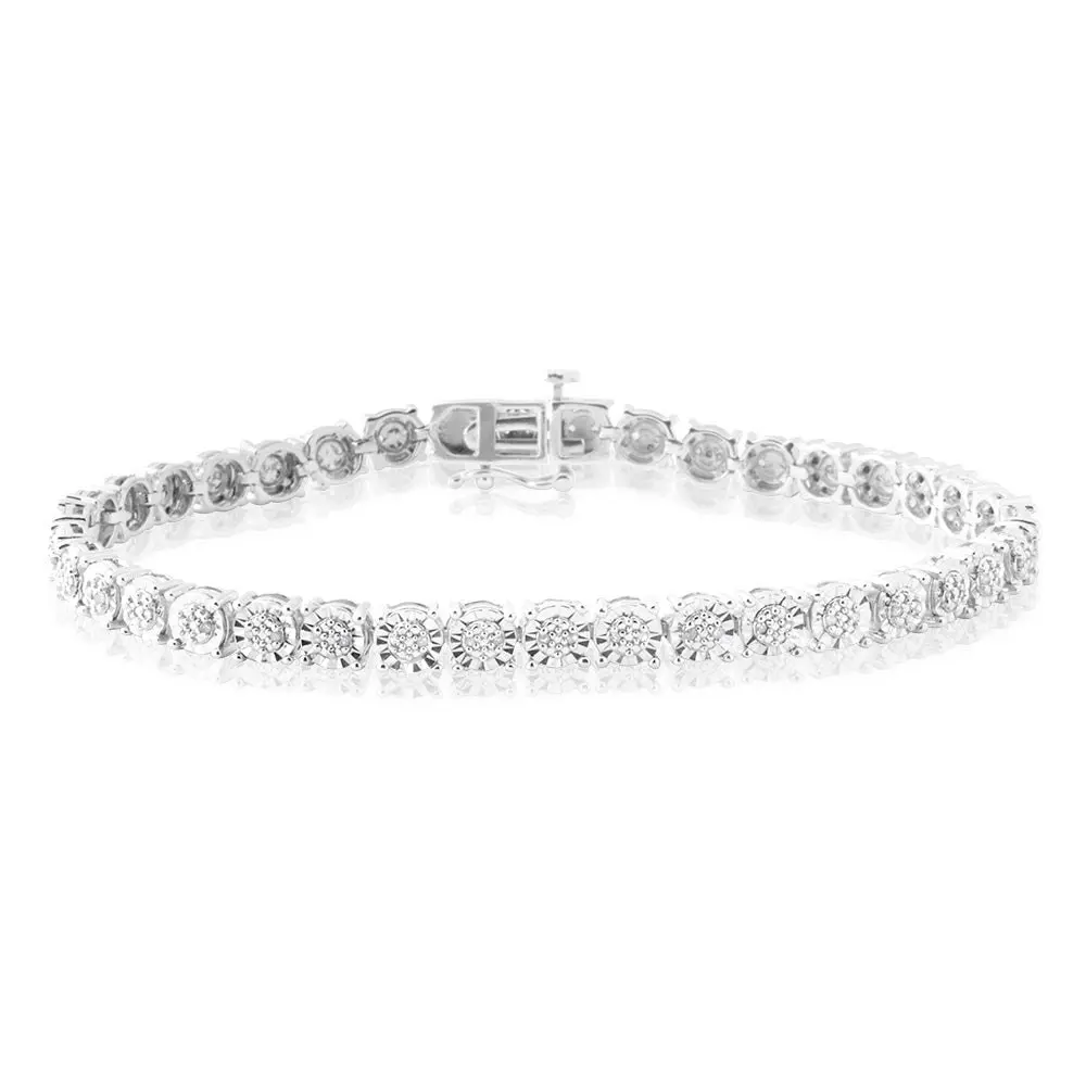 Sterling Silver 1/4 Carat Diamond Tennis Bracelet 18.5cm