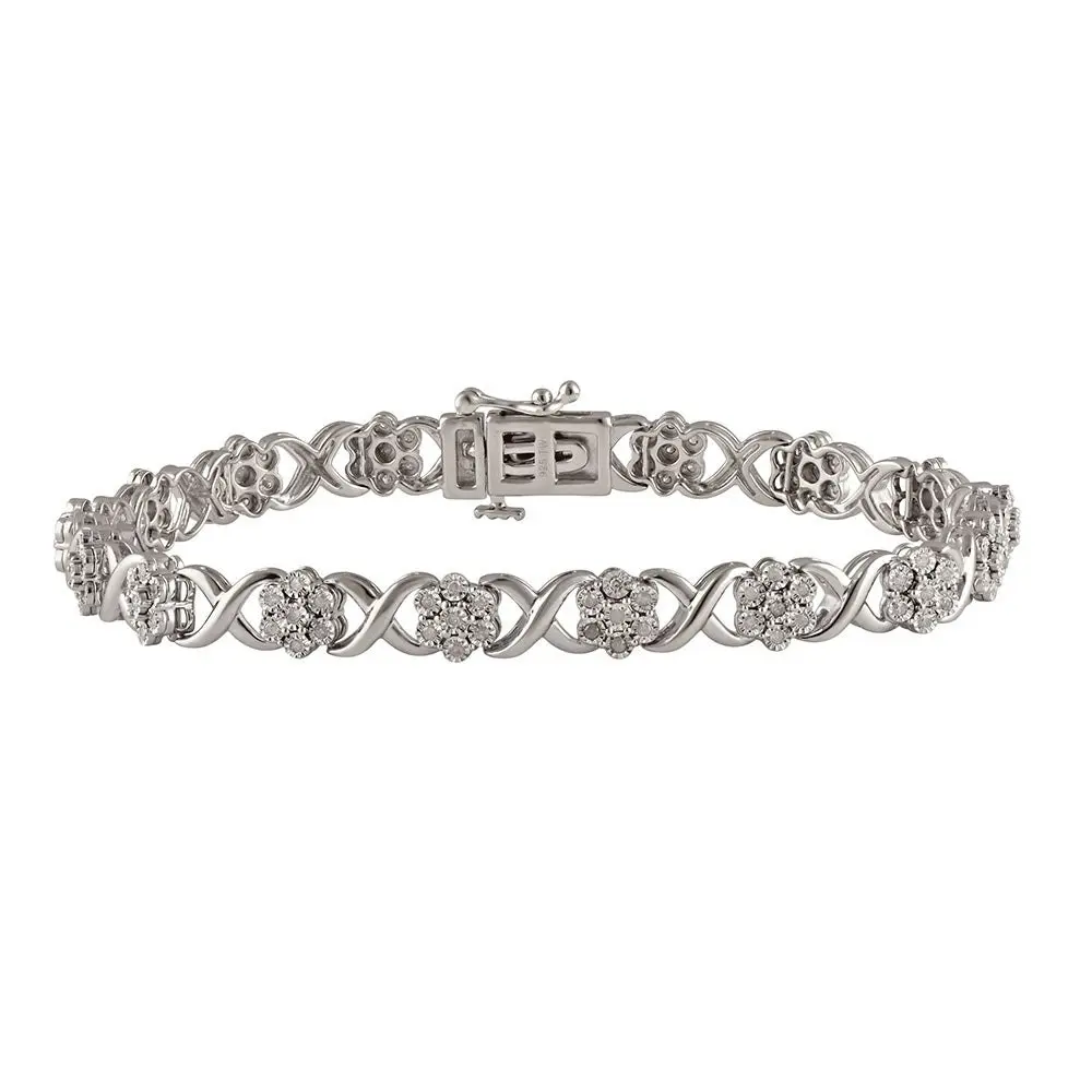 Silver 1/2 Carat Diamond 18cm Bracelet