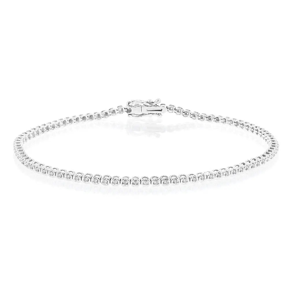 1/4 Carat Luminesce Lab Grown Diamond Silver Tennis Bracelet Length 17.5cm