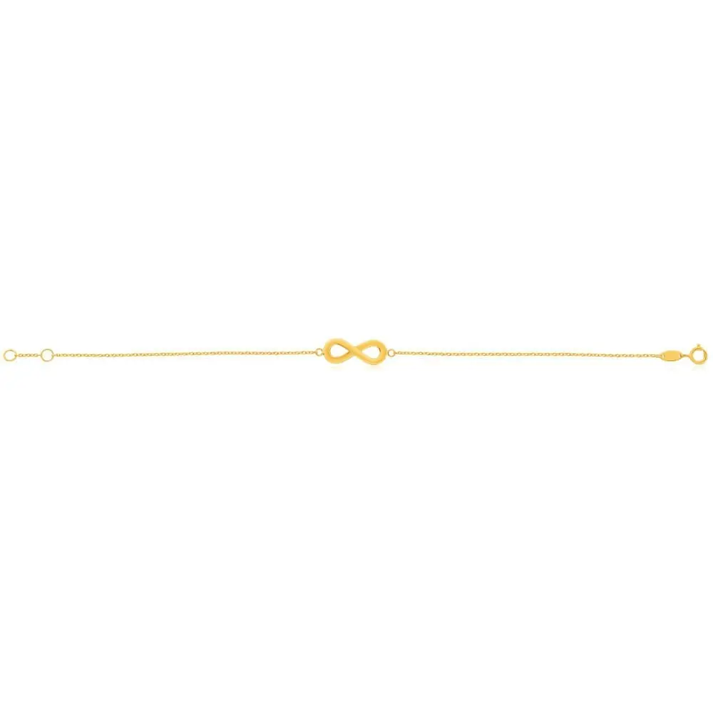 9ct Yellow Gold Infinity Bracelet