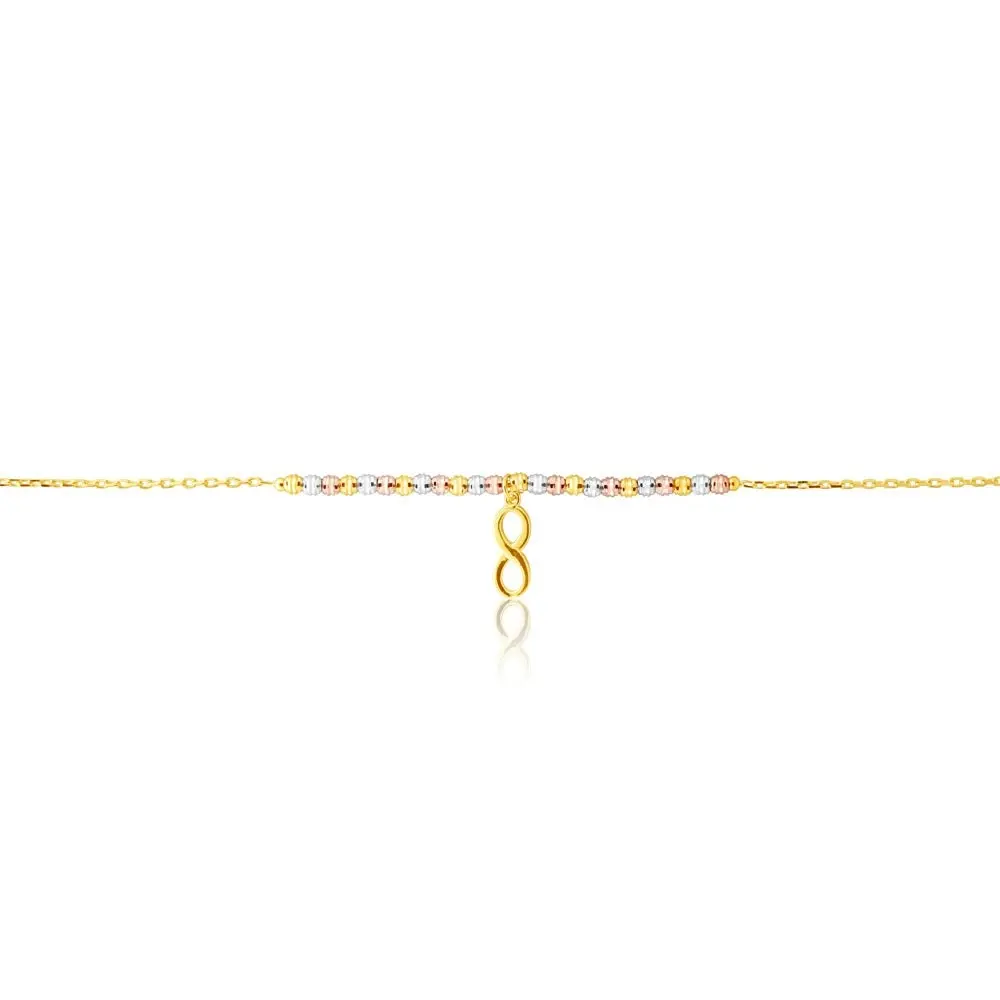 9 ct Gold  Figaro Infinity 27cm Anklet