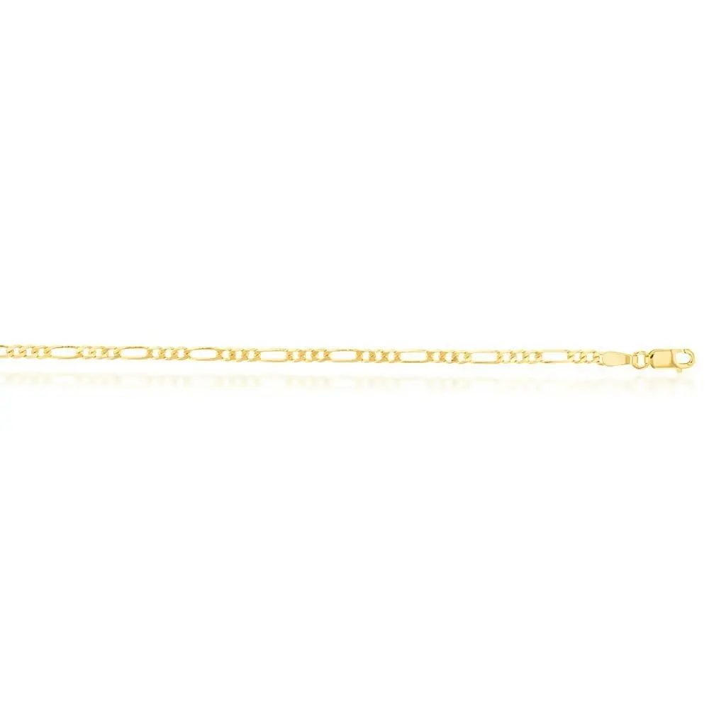 9ct Yellow Solid Gold 60 Gauge Figaro 19cm Bracelet