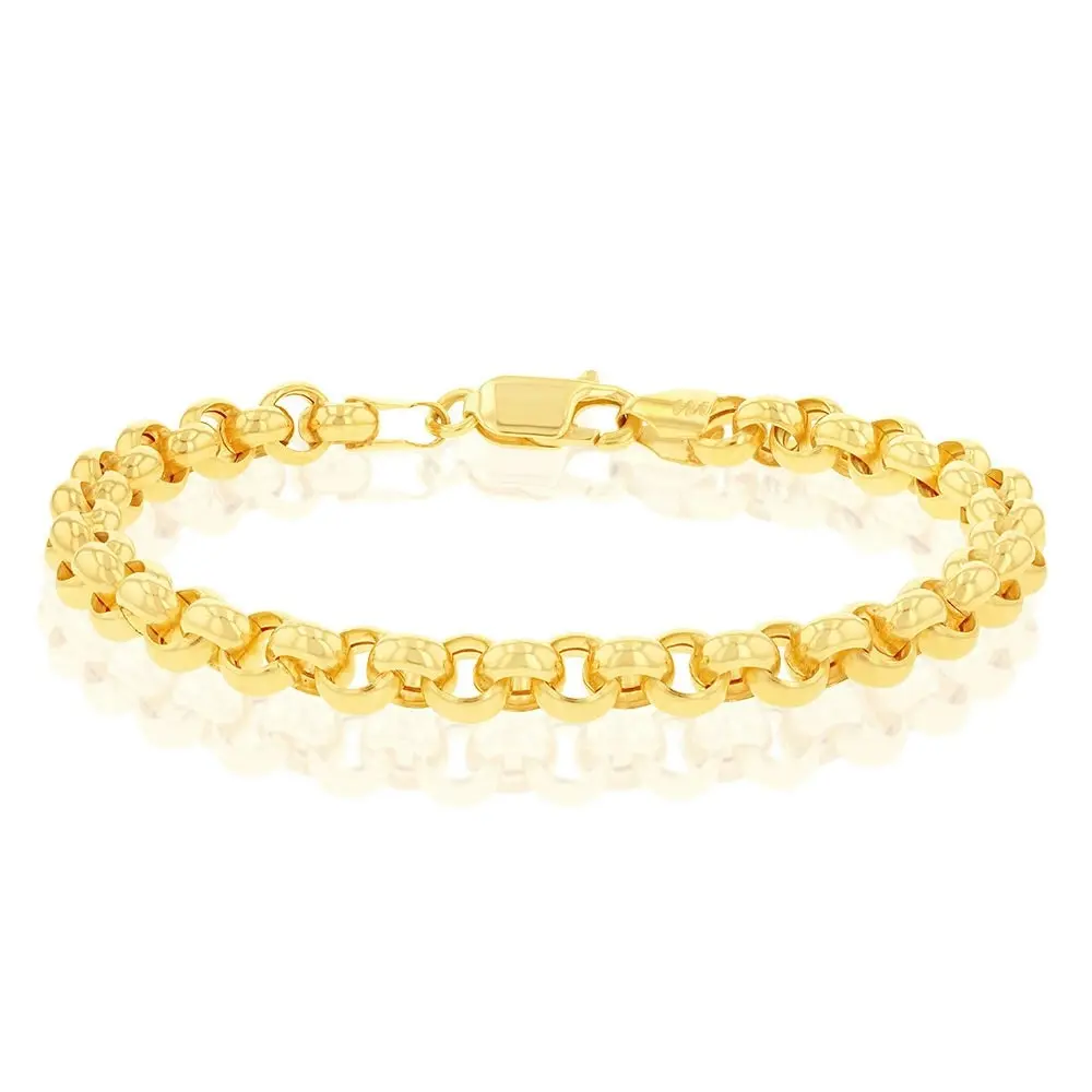 9ct Gorgeous Yellow Gold Silver Filled Belcher Bracelet