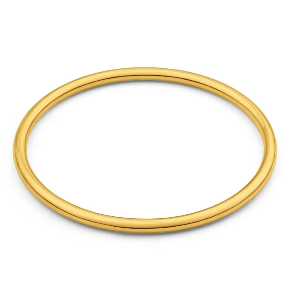 9ct Gold Silver Filled 65mm Bangle Yellow 4mm Thick