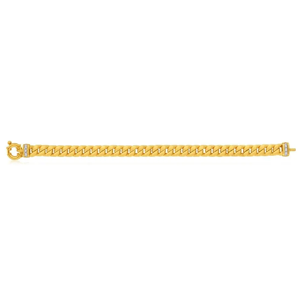 9ct Yellow Gold Silver Filled Zirconia Curb Bracelet