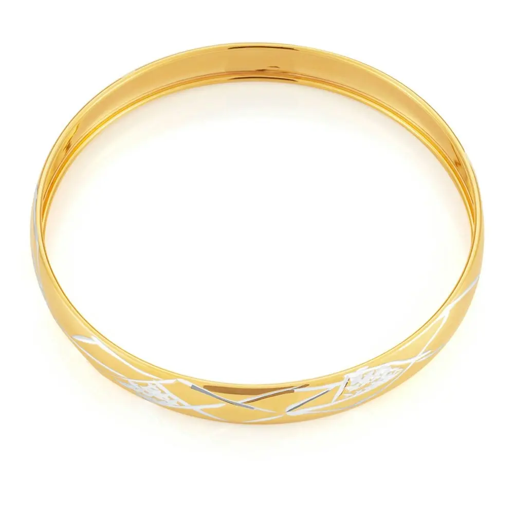 9ct Two-Tone Gold Filled Diamond Cut Bangle