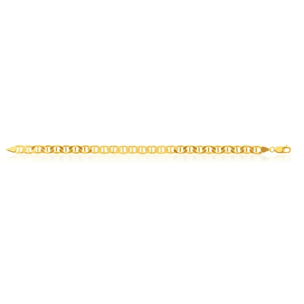 9ct Yellow Gold Silver Filled Anchor 170 Gauge 21cm Bracelet