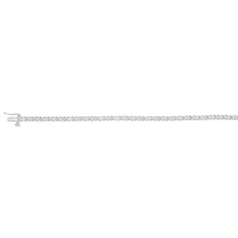 Sterling Silver Diamond Bracelet with Length 18CM