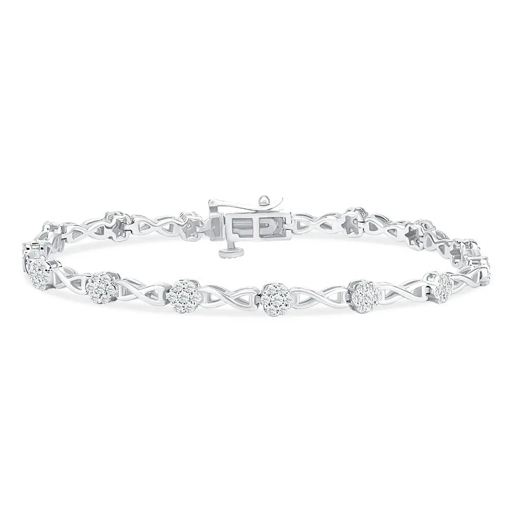 Sterling Silver 1 Carat 18cm Diamond Bracelet