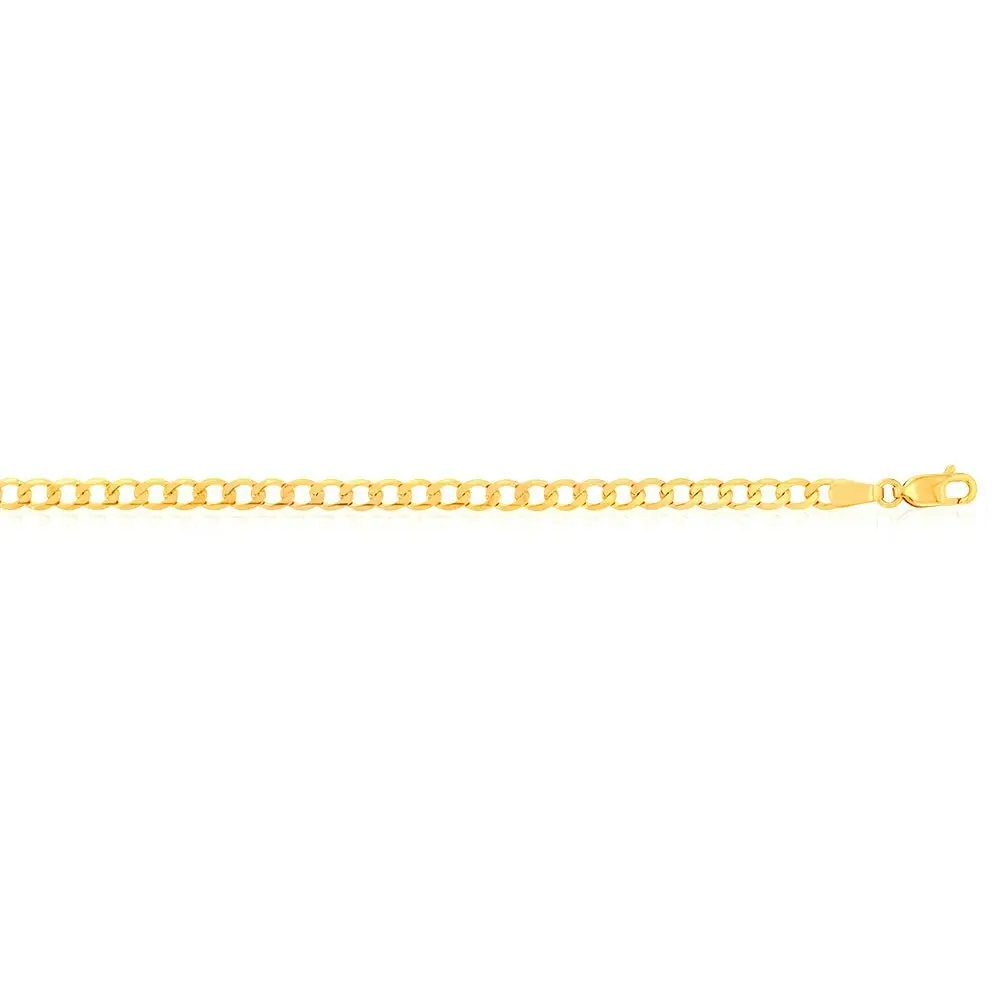 9ct Yellow Gold Superflat Light 95 Gauge Curb 21cm Bracelet