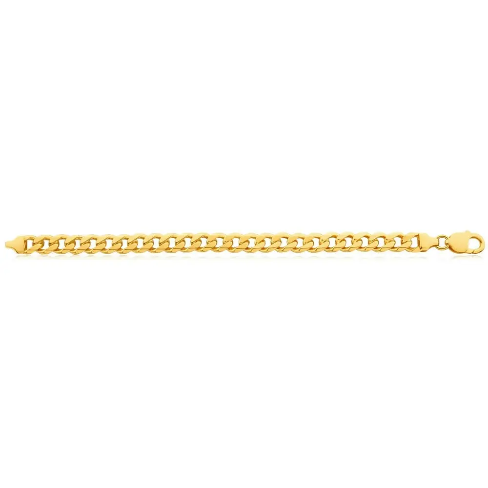 9ct Yellow Solid Gold Curb 21cm Bracelet