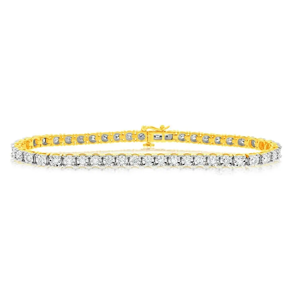 1 Carat Diamond Tennis Bracelet in 9ct Yellow Gold