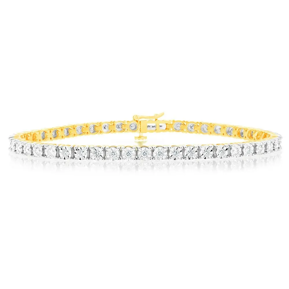 1 Carat Diamond Tennis Bracelet in 9ct Yellow Gold