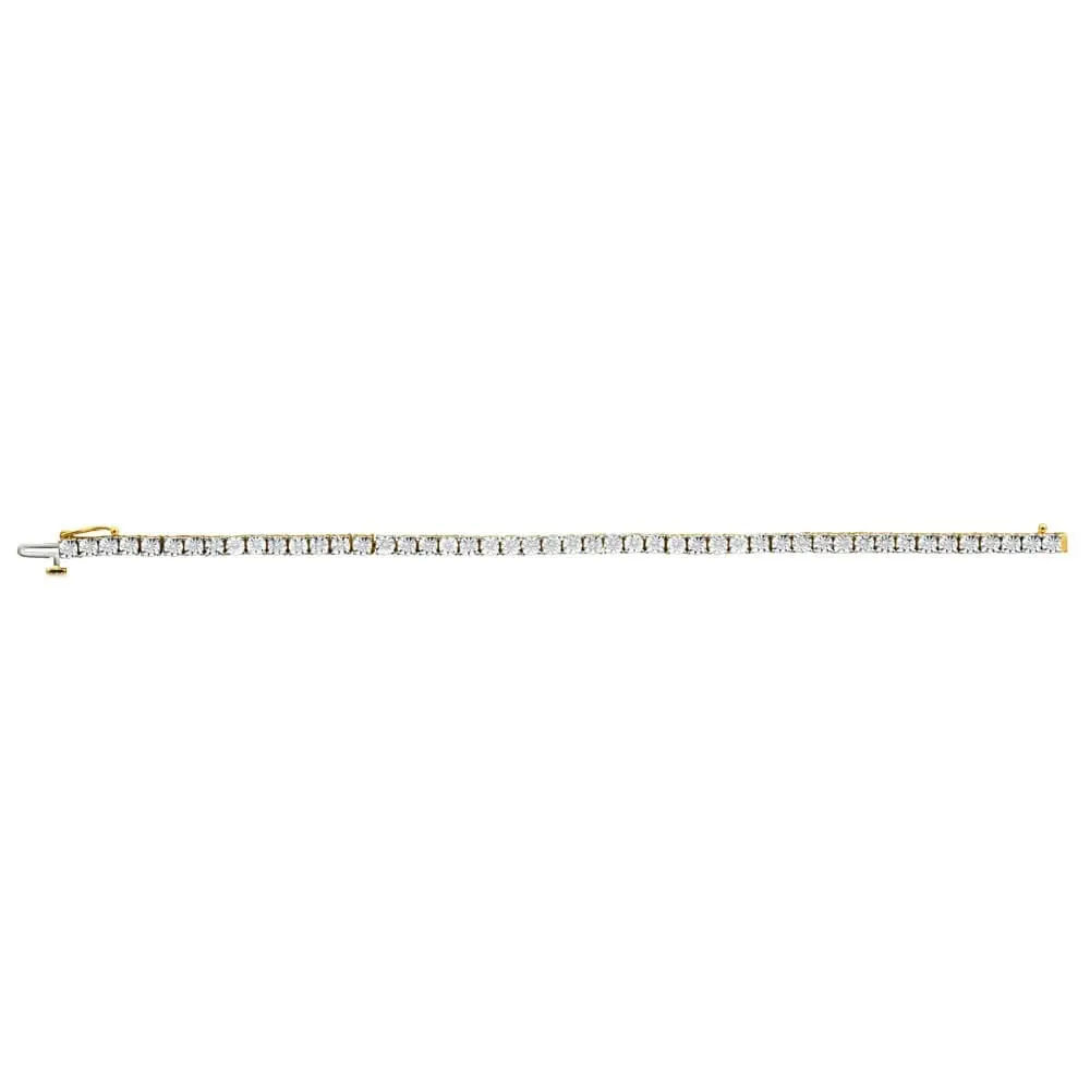 9ct Charming 1/4 Carat Yellow Gold Diamond Tennis Bracelet 18cm