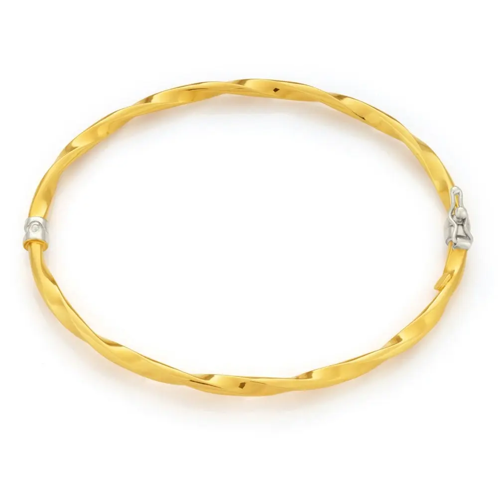 9ct Yellow Gold Silverfilled 60mm Twist Bangle