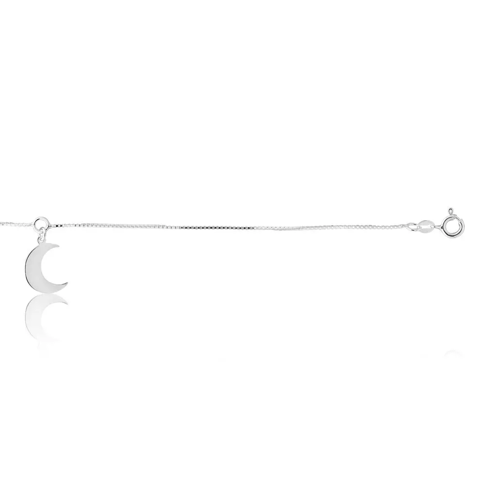 Sterling Silver 26cm Crescent Moon Anklet