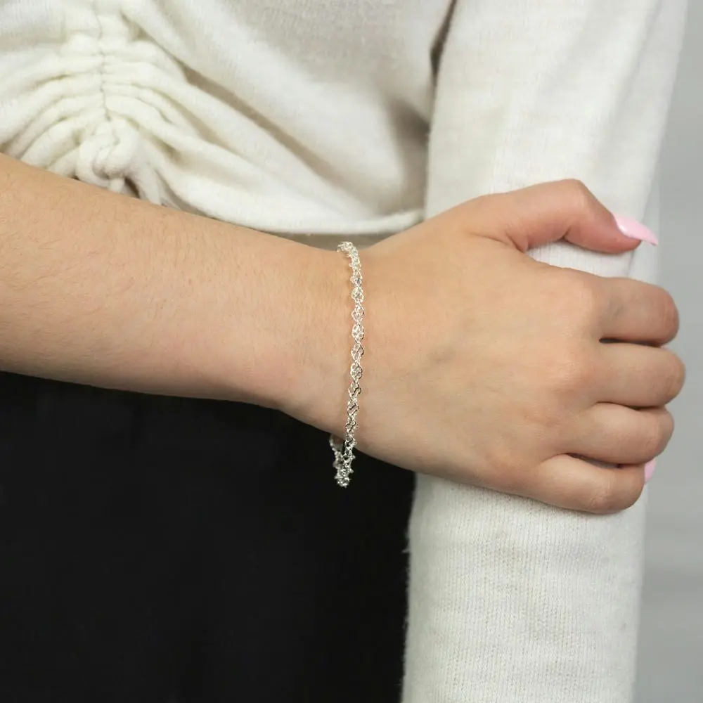 Sterling Silver 19cm Fancy Twist Bracelet