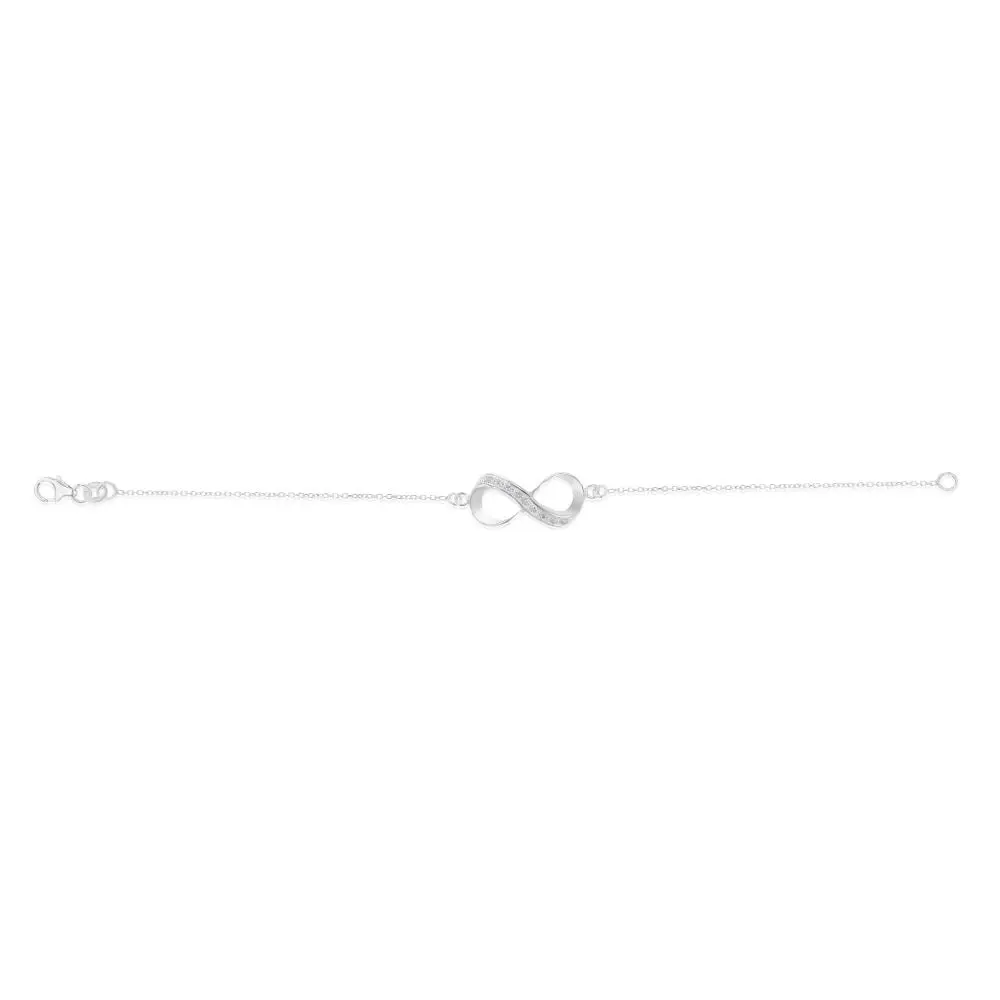 Sterling Silver Cubic Zirconia Infinity Trace Bracelet 19cm