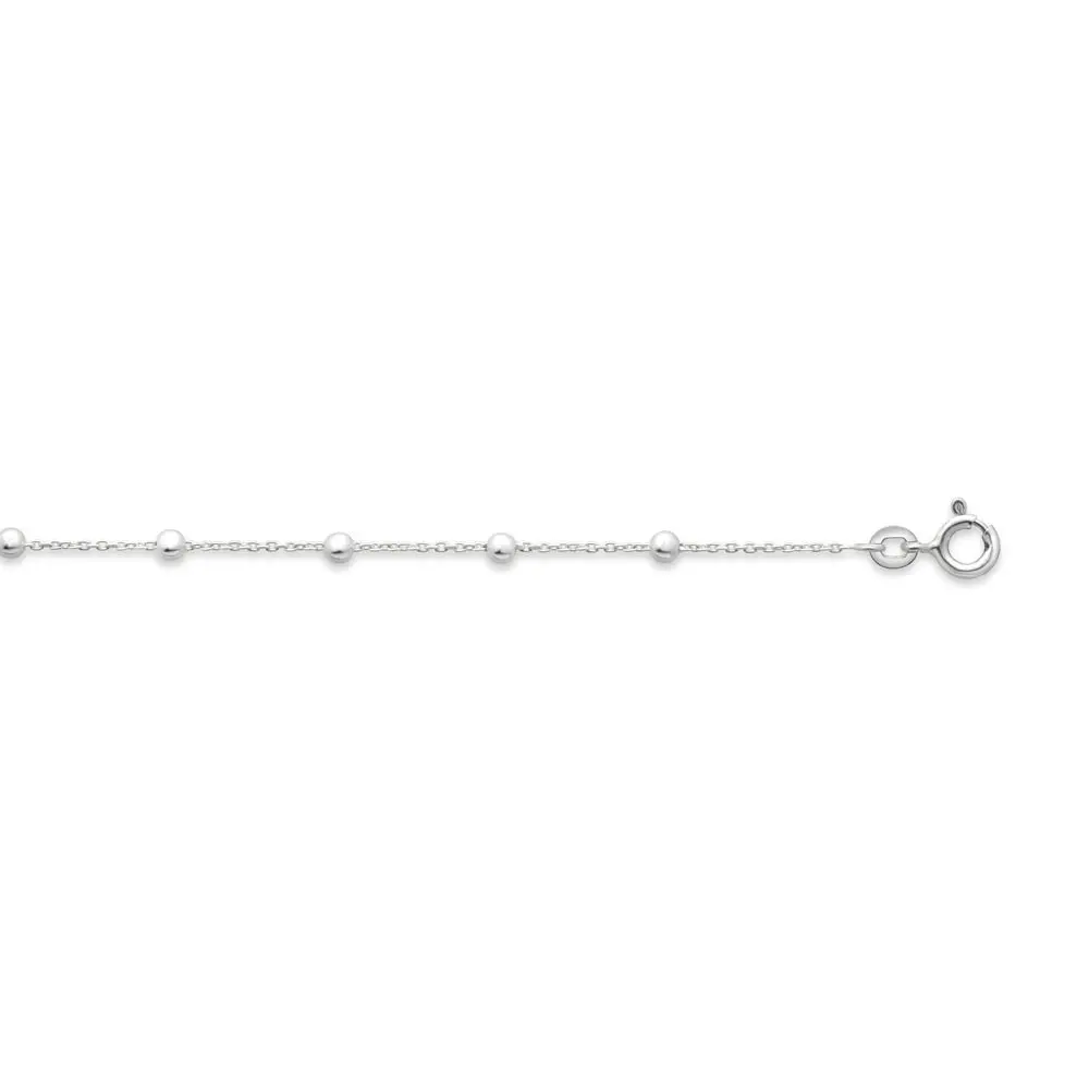 Sterling Silver 25cm Ball and Trace Chain Anklet