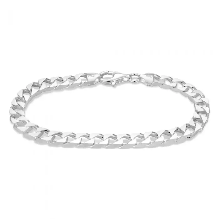 Sterling Silver Square Curb 21cm Bracelet