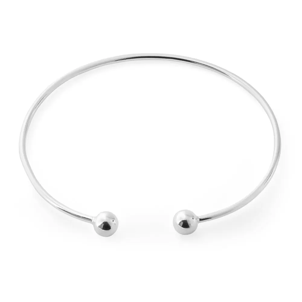 Sterling Silver Plain Torque Bangle