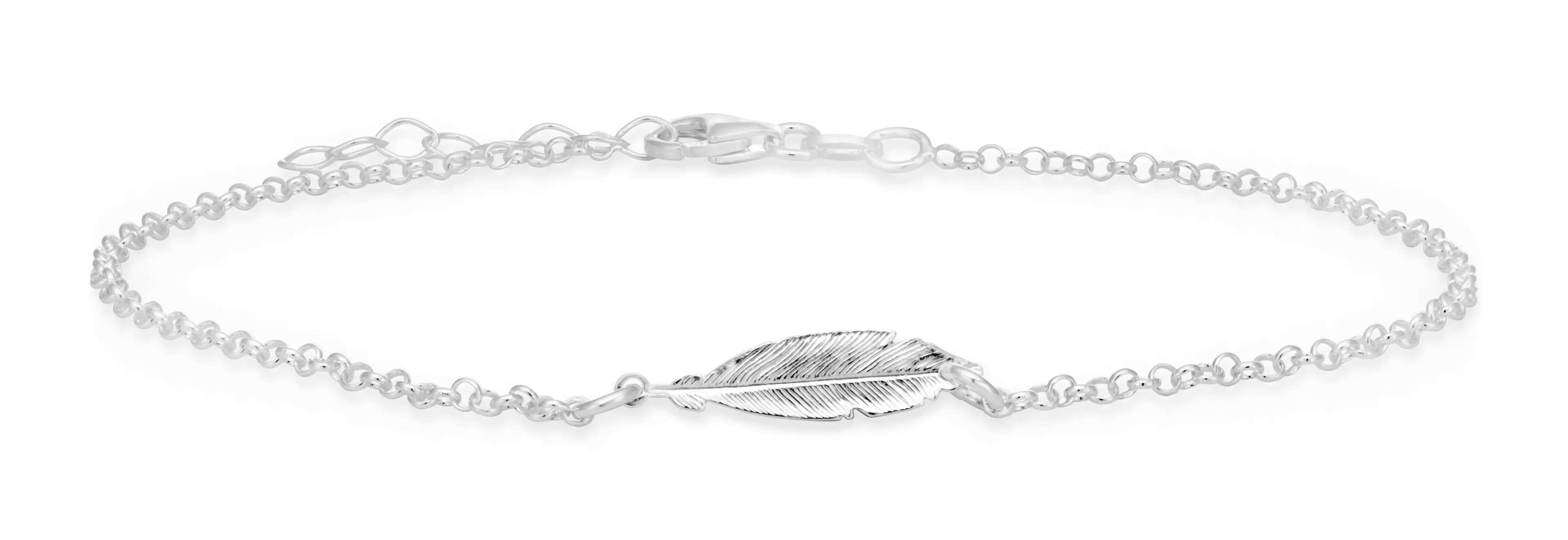 Sterling Silver 25cm Feather Anklet