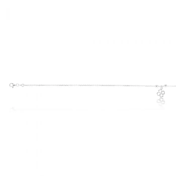 Sterling Silver Open 4 Leaf Clover 24cm Anklet