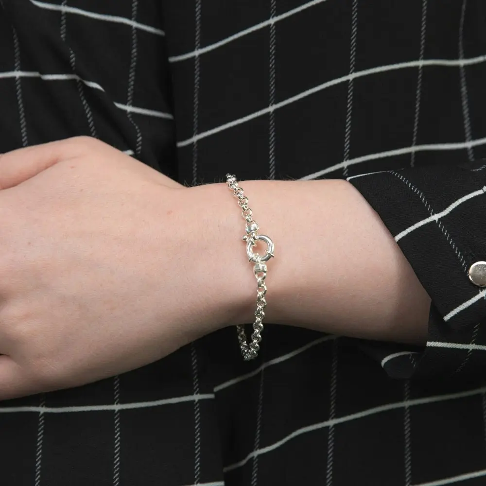 Sterling Silver Fancy 19cm Bracelet With Bolt Ring Clasp