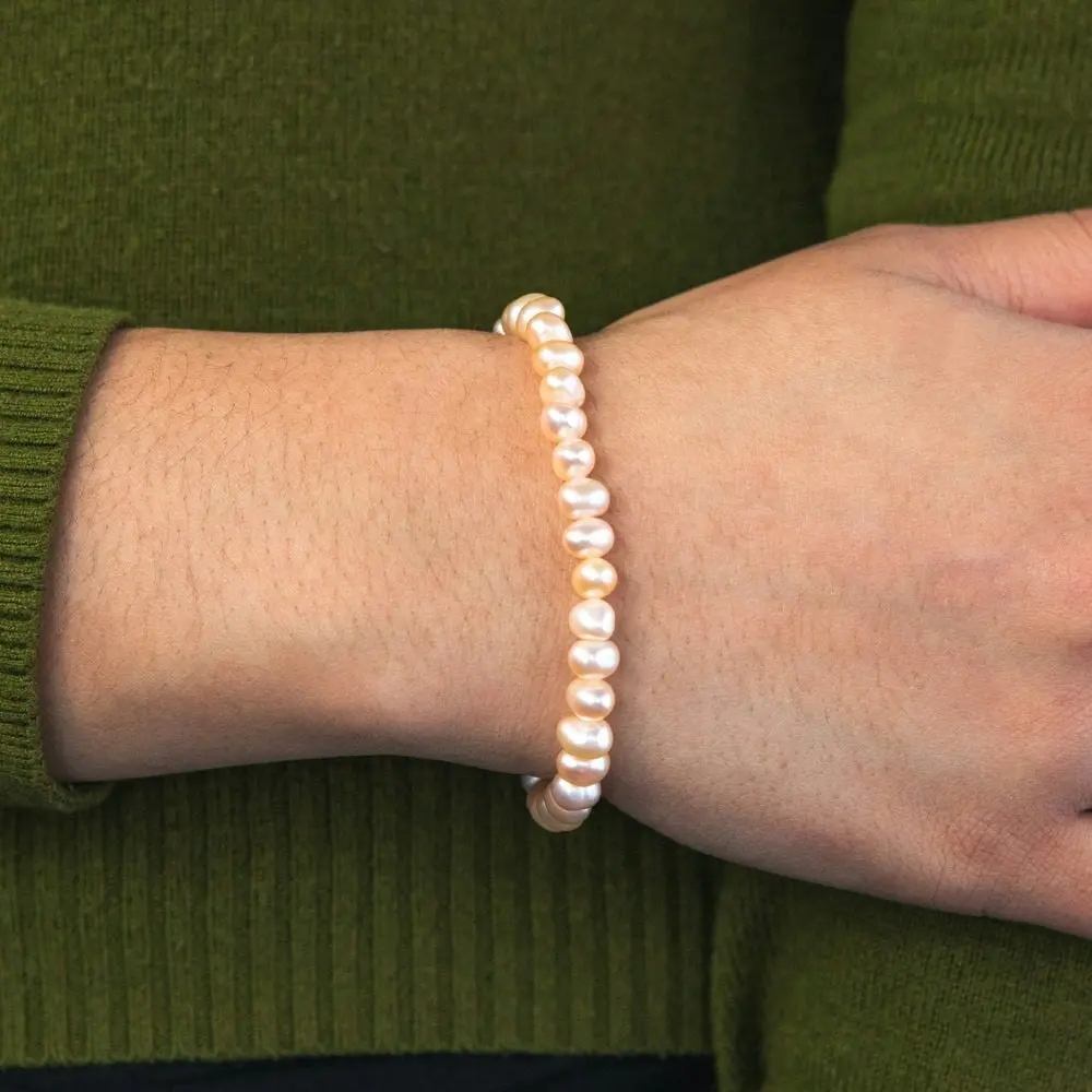 6mm Freshwater Pearl Peach Stretch Bracelet