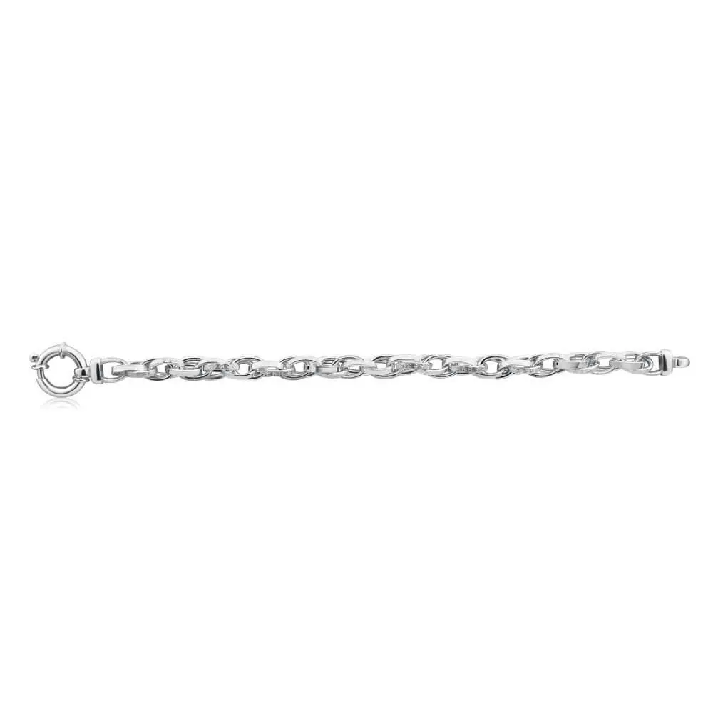 Sterling Silver Fancy Boltring 20cm Bracelet