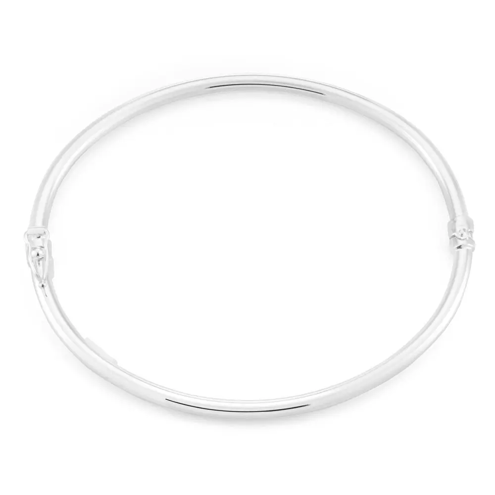 Sterling Silver Plain Oval Hinged Bangle