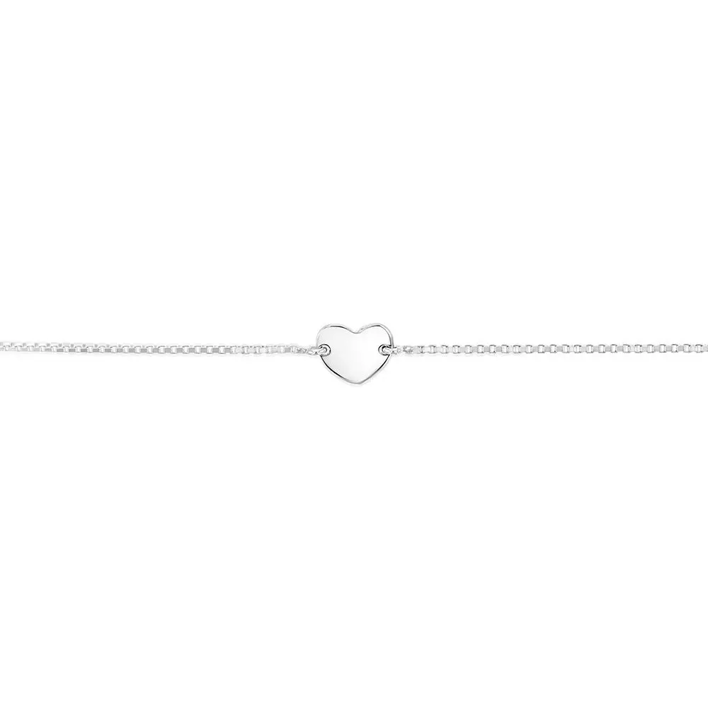 Sterling Silver Heart Disc Adjustable Friendship Bracelet