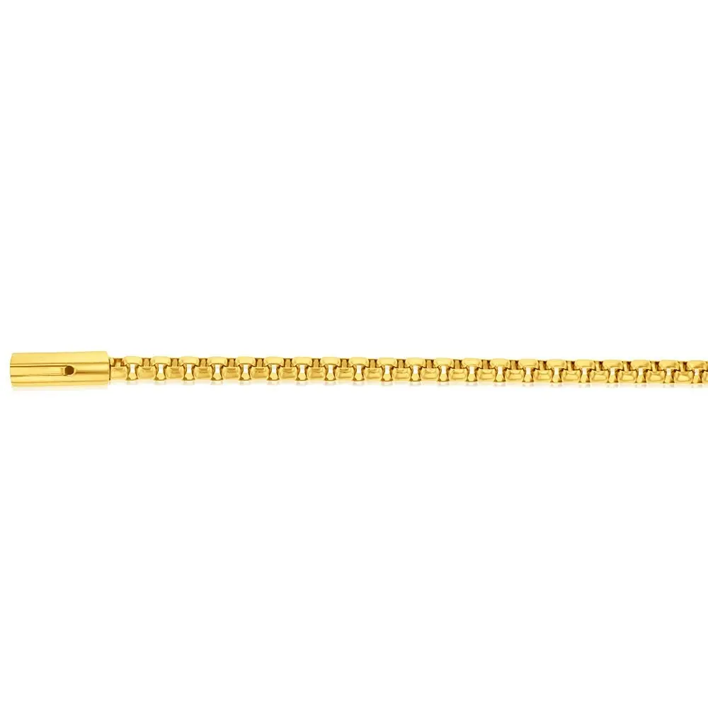 Stainless Steel Yellow Gold Plated Large Belcher 21cm Bracelet