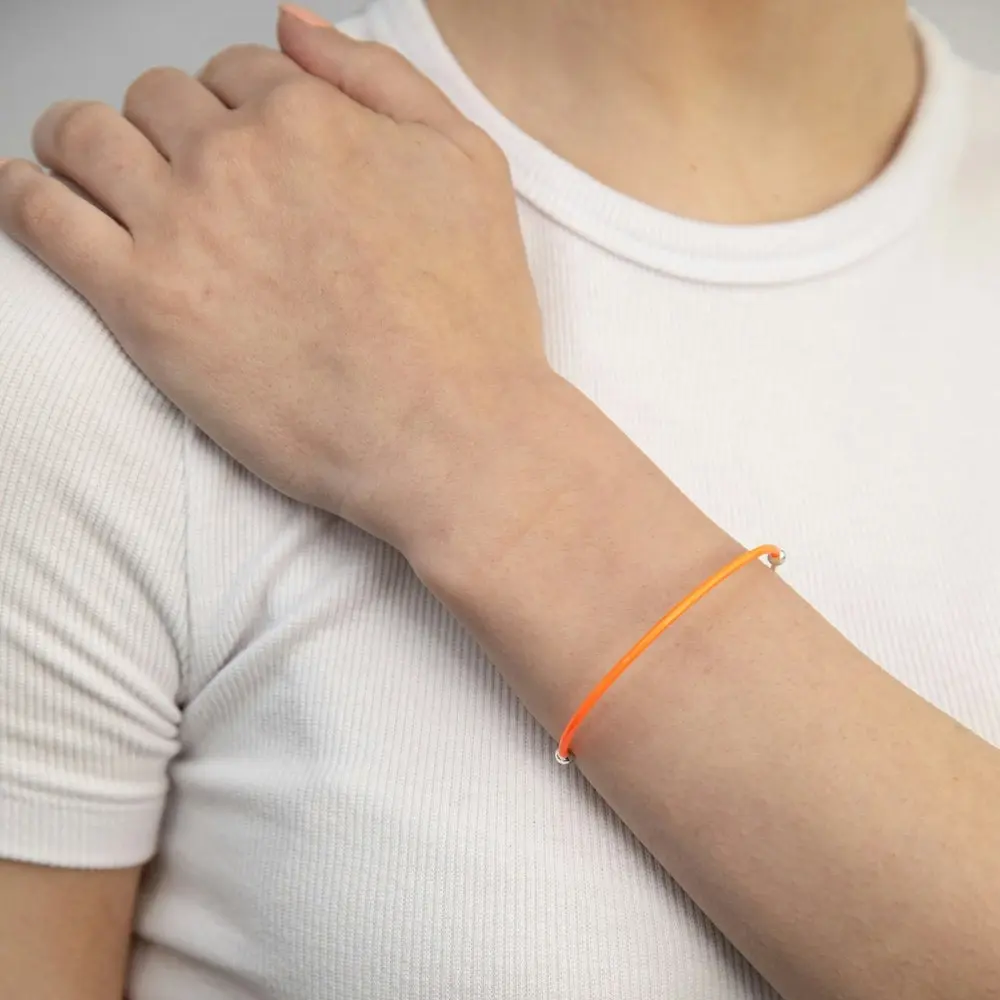 Sterling Silver Bright Orange Bangle