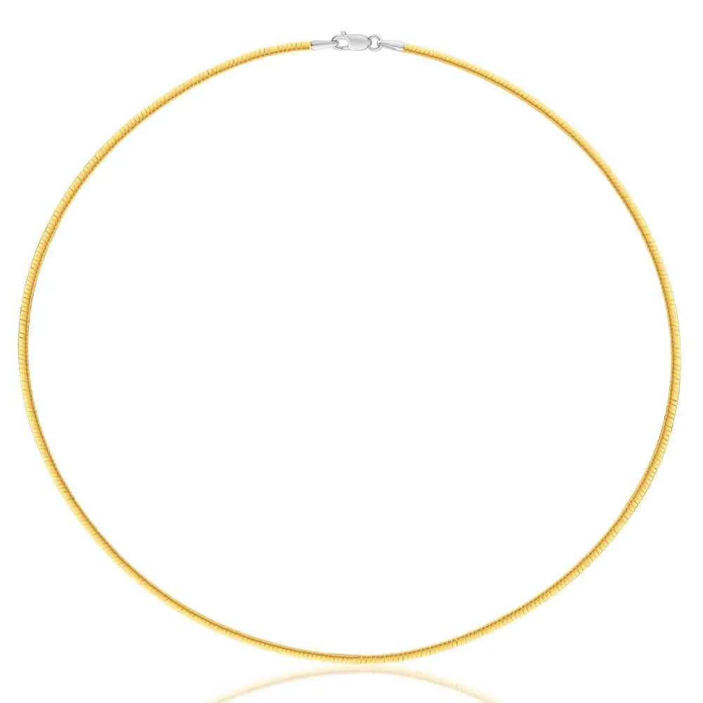 9ct White And Yellow Gold Silver Filled Reversible Omega Chain 43cm