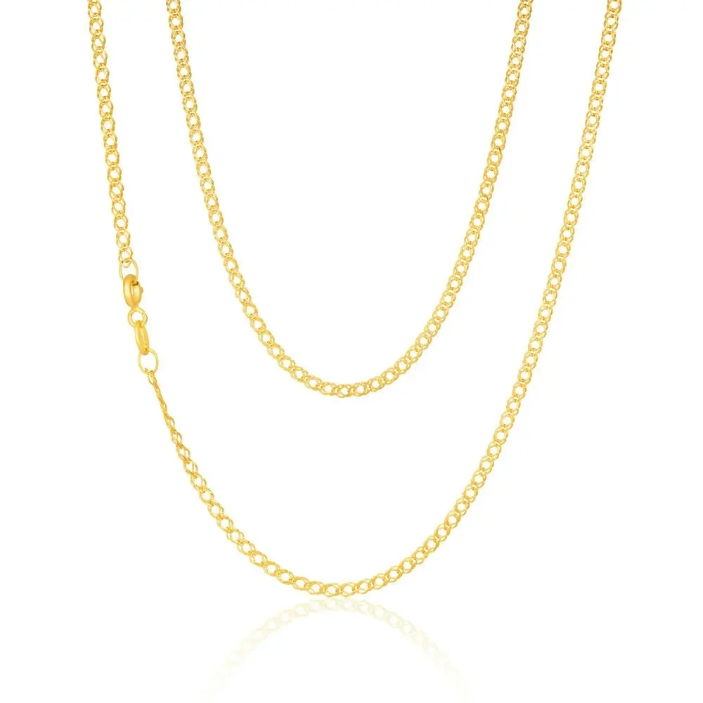 9ct Yellow Gold Double Curb 30 Gauge Diamond Cut 45cm Chain