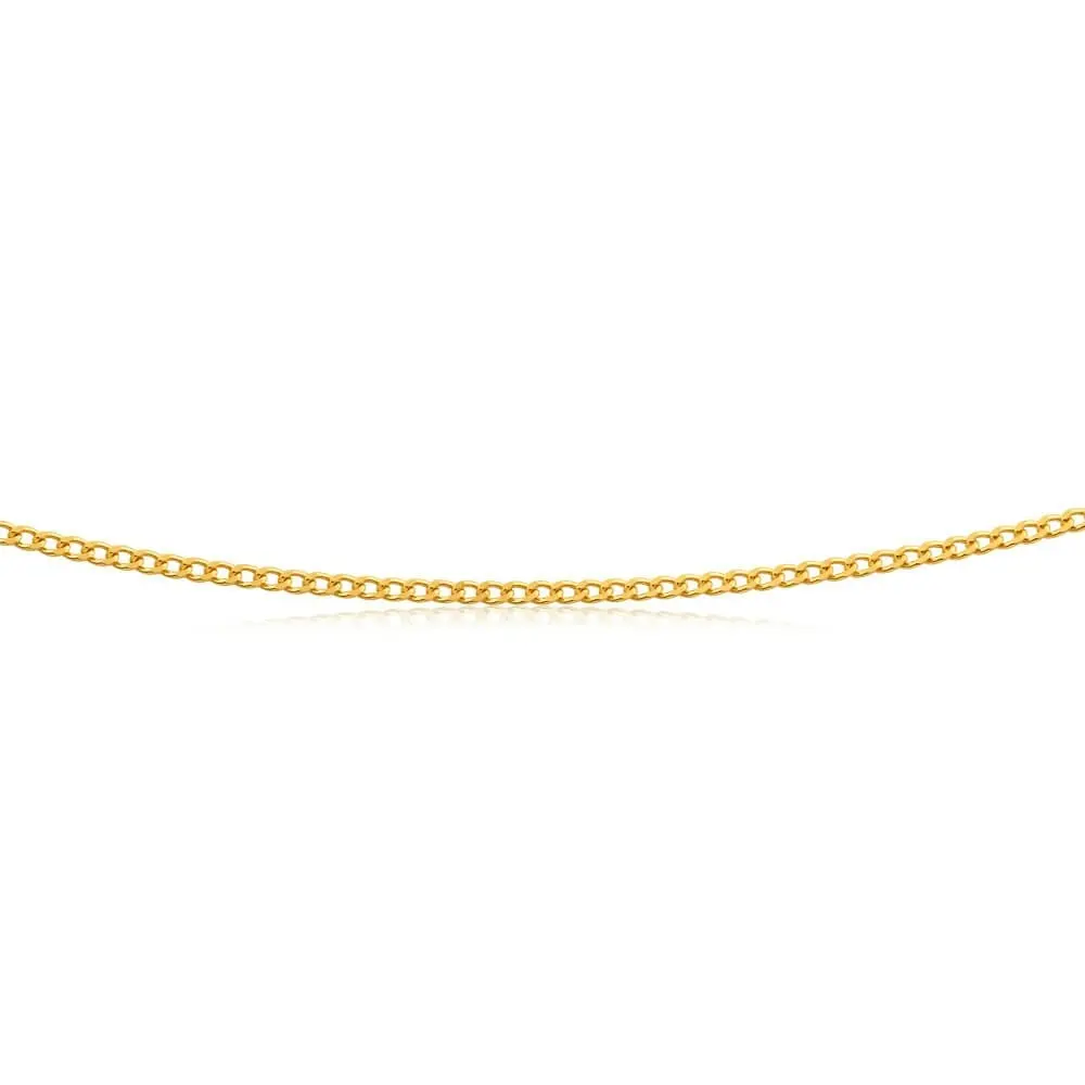 9ct Yellow Gold Curb Chain in 45cm 50 Gauge