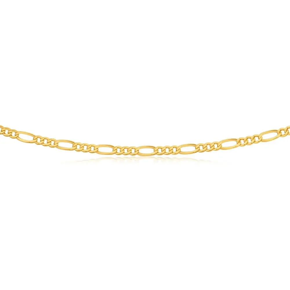 9ct Yellow Gold Figaro 1:3 80 Gauge 55cm Chain