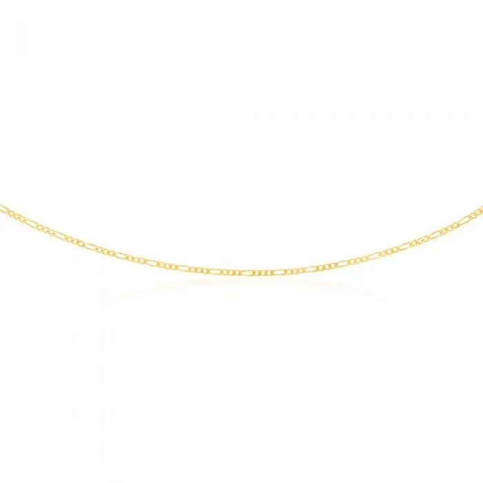 9ct Yellow Solid Gold Figaro 1:3 50cm Chain 60Gauge