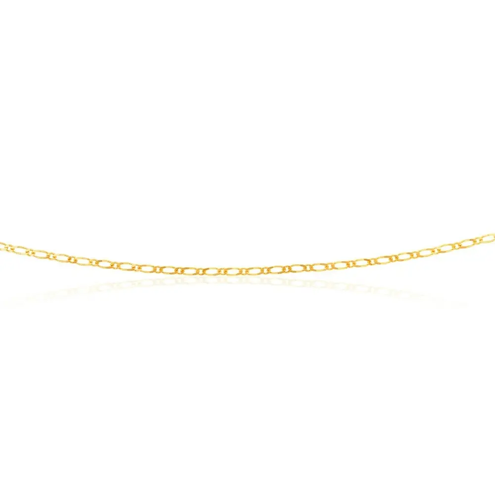 9ct Yellow Solid Gold 40Gauge Figaro 55cm 1:1 Chain