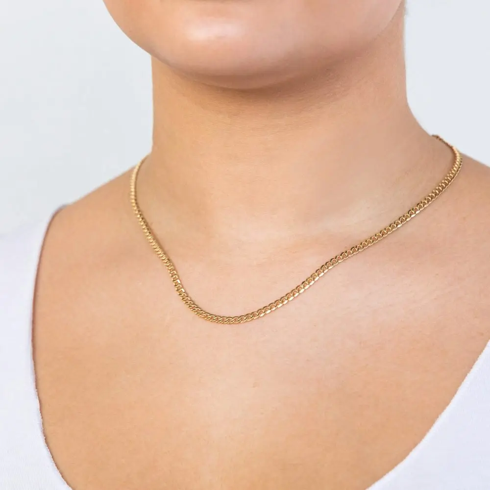 9ct Elegant Yellow Gold Copper Filled Curb 45cm Chain