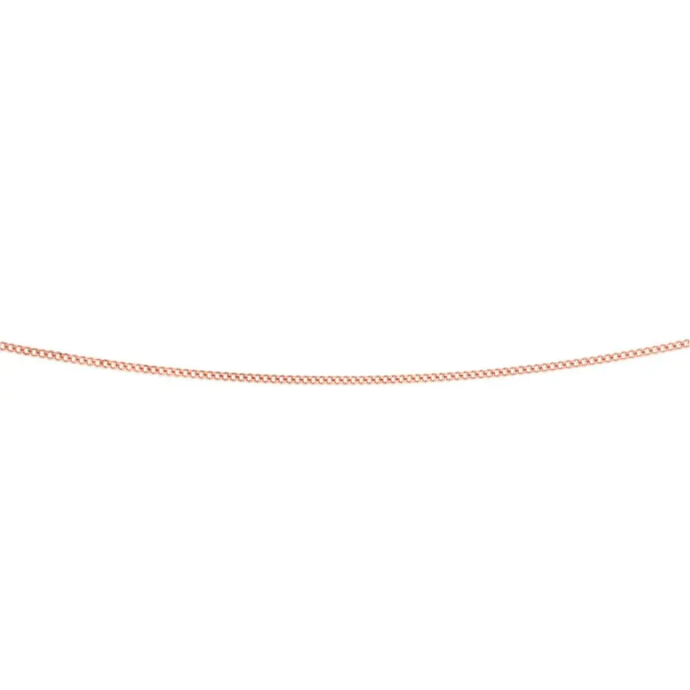 9ct Rose Gold Diamond Cut 45cm 40 Gauge Curb Chain