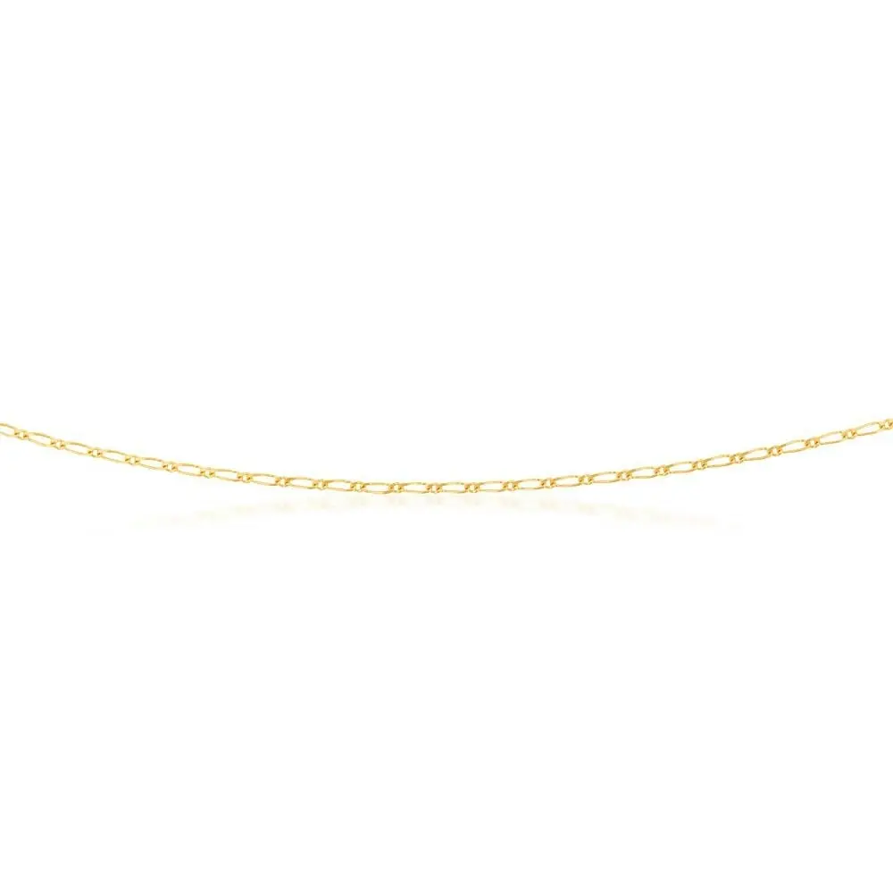 9ct Yellow Gold 40 Gauge 1:1 Figaro 51cm Chain