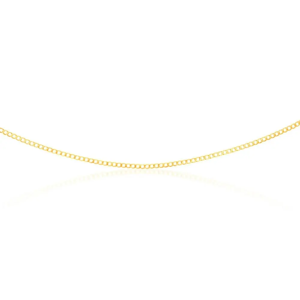 9ct Yellow Gold Superflat Light Curb 65 Gauge 45cm Chain